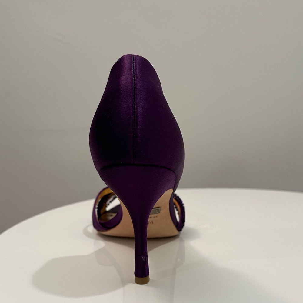 Badgley Mischka River Open Toe Beaded Knot Pumps, color: Plum, Size 8.5 - Picture 5 of 15